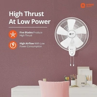 Orient Electric | Wind Pro Wall-80 400mm Wall Fan | Durable Wall Fan for Home | Strong, Powerful Motor | Superior Air Delivery | Warranty (2 Years) | (White/blue, Tint, Pack of 1) - 400mm, White