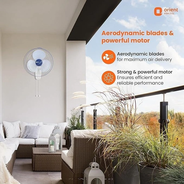 ORIENT Electric Wall Fan 44/400mm  - 400mm, Azure blue white
