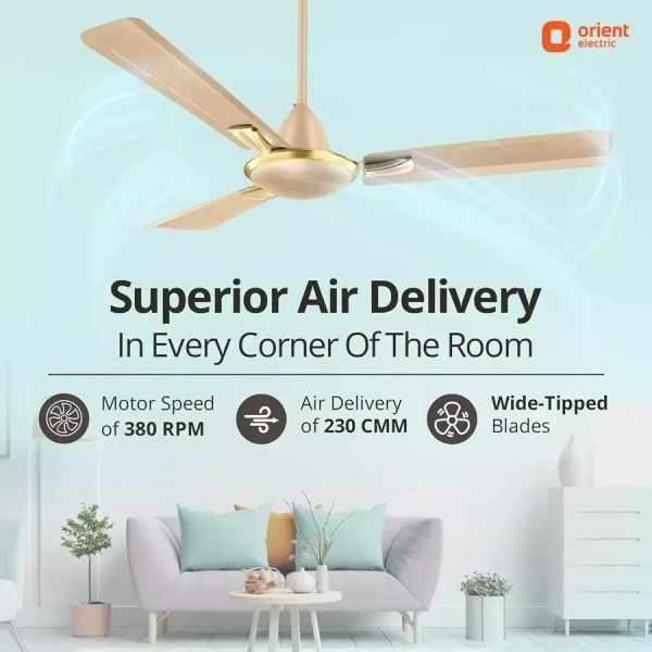 Orient Decorative Gratia Shine HS   1 Star Ceiling Fan - 1200 mm, Topaz Gold