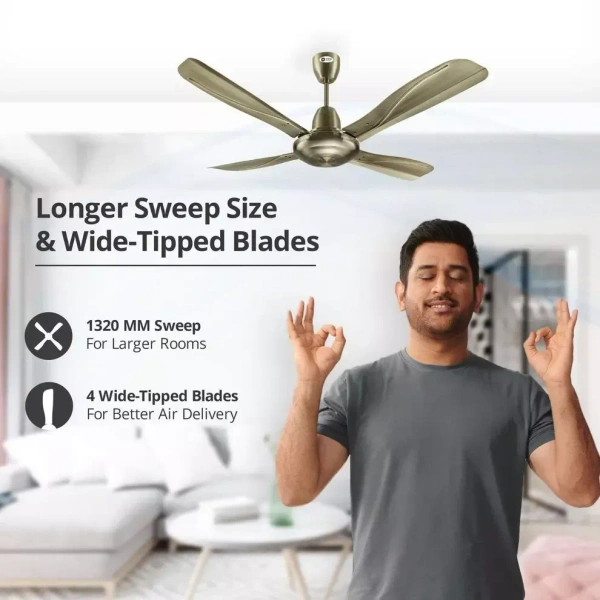 Orient Electric Stallion 1320 mm 4 Blade Ceiling Fan  (Antique Copper, Pack of 1) - 1320 mm, Brushed Brass