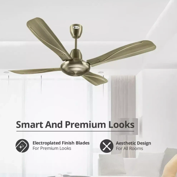 Orient Electric Stallion 1320 mm 4 Blade Ceiling Fan  (Antique Copper, Pack of 1) - 1320 mm, Brushed Brass