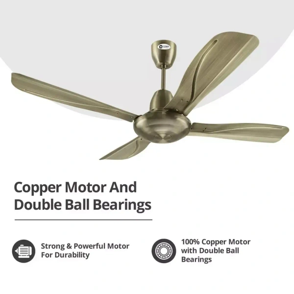 Orient Electric Stallion 1320 mm 4 Blade Ceiling Fan  (Antique Copper, Pack of 1) - 1320 mm, Brushed Brass