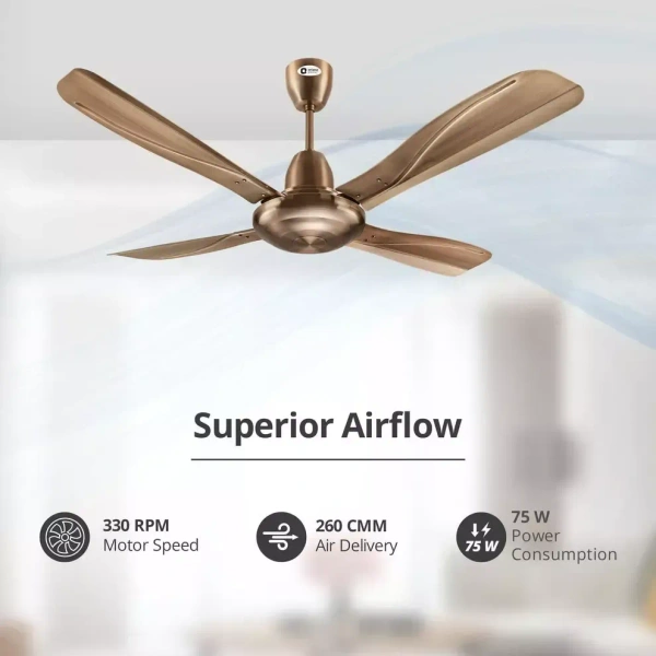 Orient Electric Stallion 1320 mm 4 Blade Ceiling Fan   - 1320 mm, Antique Copper
