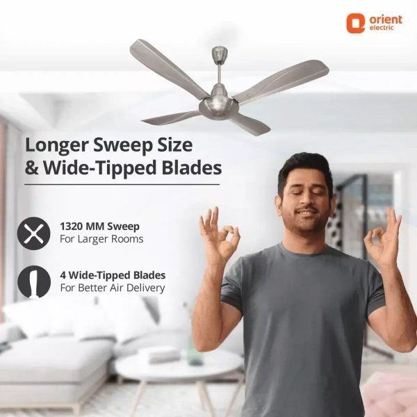 Orient Electric Stallion 1320 mm 4 Blade Ceiling Fan  (Antique Copper, Pack of 1) - 1320 mm, Pewter Finish
