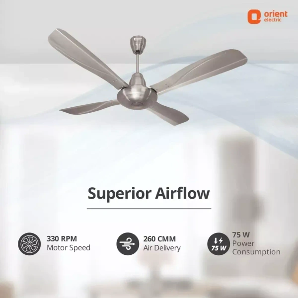 Orient Electric Stallion 1320 mm 4 Blade Ceiling Fan  (Antique Copper, Pack of 1) - 1320 mm, Pewter Finish