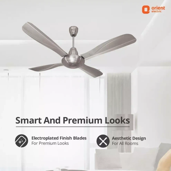 Orient Electric Stallion 1320 mm 4 Blade Ceiling Fan  (Antique Copper, Pack of 1) - 1320 mm, Pewter Finish