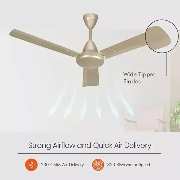 Orient Base BLDC Hector 500 Topaz Gold 900 mm 5 Star Ceiling Fan - 900 mm, Topaz Gold