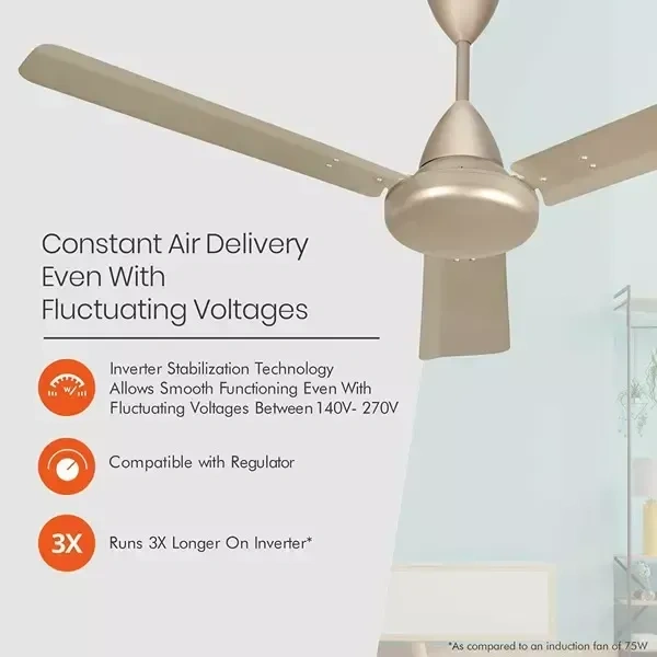 Orient Base BLDC Hector 500 Topaz Gold 900 mm 5 Star Ceiling Fan - 900 mm, Topaz Gold