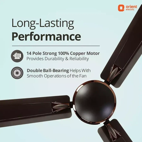 Orient Decorative Gratia Shine HS   1 Star Ceiling Fan - 1200 mm, Metallic Copper