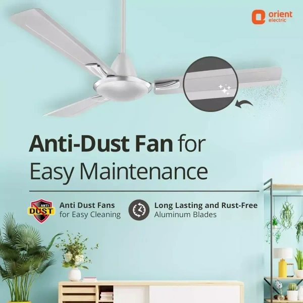 Orient Decorative Gratia Shine HS   1 Star Ceiling Fan - 1200 mm, Silky Silver