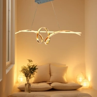 DELAMPS Dimmable Led Lamps Dining Table Pendant Lamp White Aluminum and Acrylic Fixture Height Adjustable Bedroom Kitchen Decorative