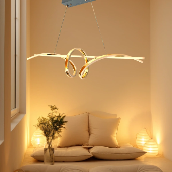 DELAMPS Dimmable Led Lamps Dining Table Pendant Lamp White Aluminum and Acrylic Fixture Height Adjustable Bedroom Kitchen Decorative