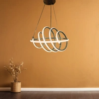 DELAMPS ROUND Ring GOLD  Body Modern  LEDhanging light for Dining Living Room Office Hanging suspension Fancy Lamp - WARM WHITE, Rose gold-JL7082