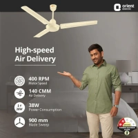 Orient Electric New Breeze  Decorative ceiling fan | Ribbed Blades and durable copper motor - 900mm, Ivory