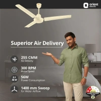 Orient Electric New Breeze  Decorative ceiling fan | Ribbed Blades and durable copper motor - 1400 mm, Bone