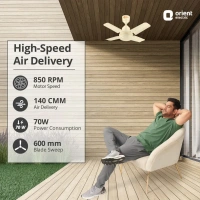 Orient Electric New Breeze  Decorative ceiling fan | Ribbed Blades and durable copper motor - 600 mm, Ivory