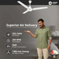 Orient Electric New Breeze 1200mm Decorative ceiling fan | Ribbed Blades and durable copper motor - 1200 mm, White