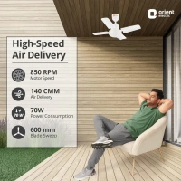 Orient Electric New Breeze  Decorative ceiling fan | Ribbed Blades and durable copper motor - 600 mm, White