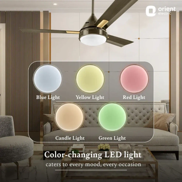 Orient Electric Spectra 1200 mm Remote Controlled 3 Blade Ceiling Fan  (Brushed brass, Pack of 1) - 1200 mm, Brushed brass