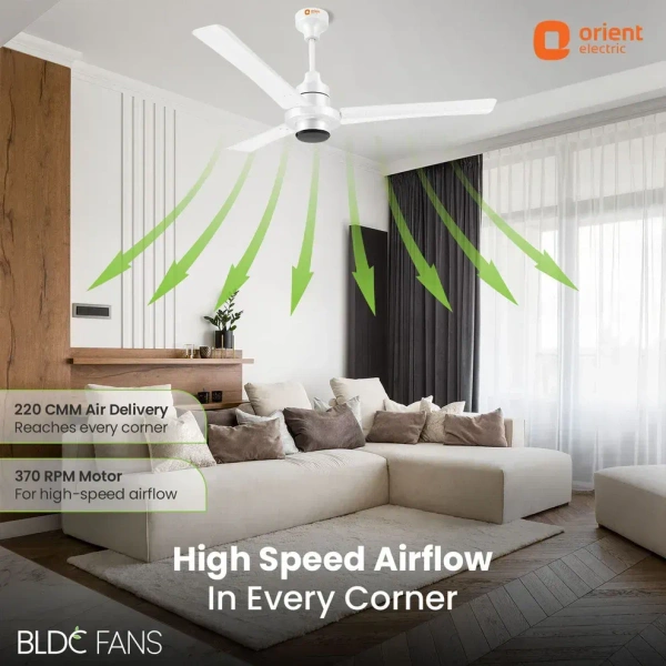 EcoTech Supreme 1200mm Energy Efficient BLDC Ceiling Fan Remote - 1200 mm, white