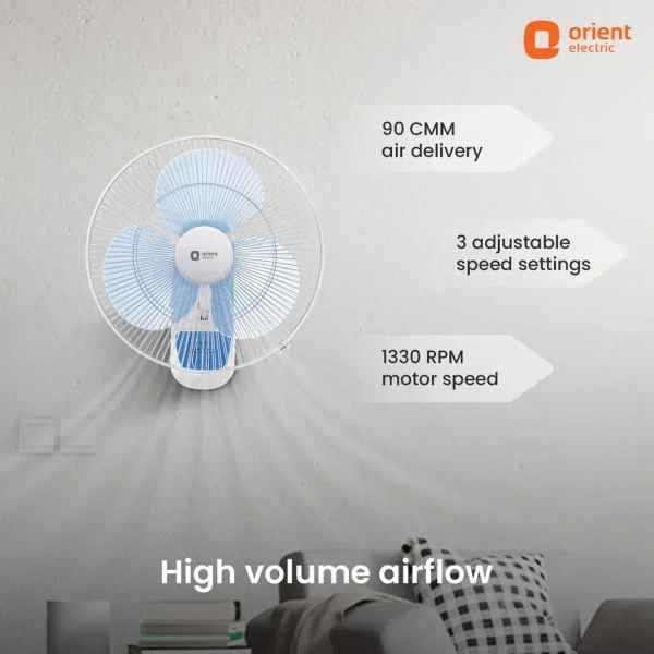 Wall 49 with Remote & Touch Control Panel Wall Fan 400mm Crystal White - 400mm, crystal white