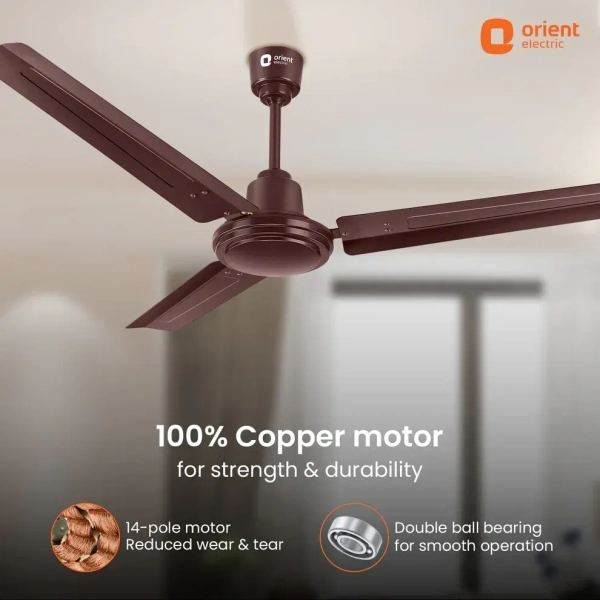 Orient Electric Falcon 400 1200MM High speed Ceiling fan for your home with corrosion free tangential blades - 1200 mm, brown