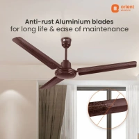 Orient Electric Falcon 400 1200MM High speed Ceiling fan for your home with corrosion free tangential blades - 1200 mm, brown