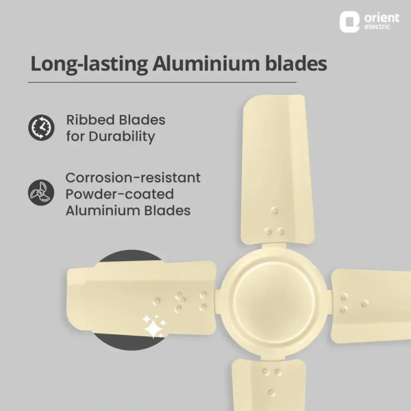 Orient Electric New Breeze  Decorative ceiling fan | Ribbed Blades and durable copper motor - 600 mm, Ivory