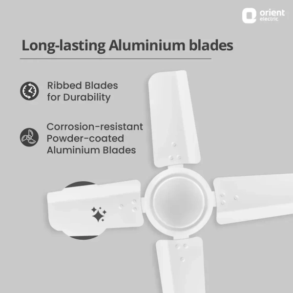 Orient Electric New Breeze  Decorative ceiling fan | Ribbed Blades and durable copper motor - 600 mm, White