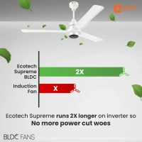 EcoTech Supreme 1200mm Energy Efficient BLDC Ceiling Fan Remote - 1200 mm, white