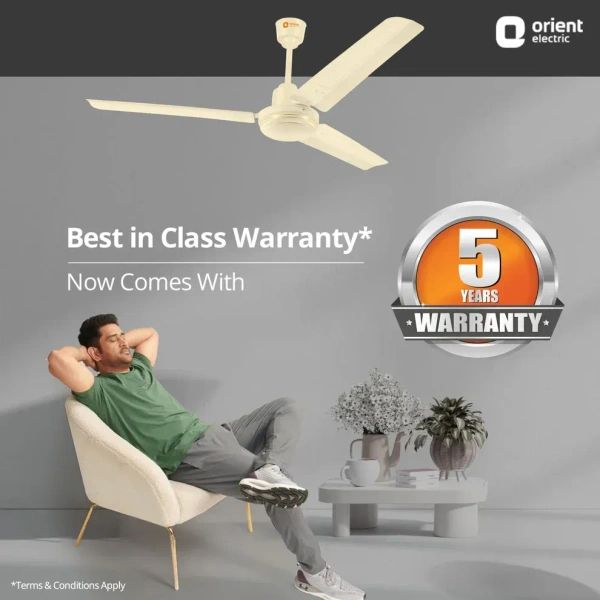 Orient Electric New Breeze  Decorative ceiling fan | Ribbed Blades and durable copper motor - 1400 mm, Bone