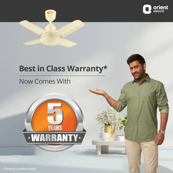 Orient Electric New Breeze  Decorative ceiling fan | Ribbed Blades and durable copper motor - 600 mm, Ivory