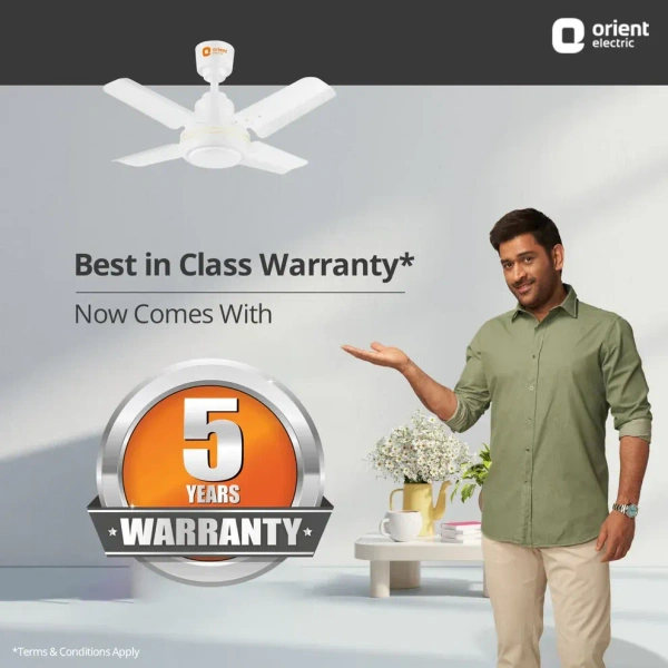 Orient Electric New Breeze  Decorative ceiling fan | Ribbed Blades and durable copper motor - 600 mm, White