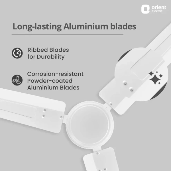 Orient Electric New Breeze 1200mm Decorative ceiling fan | Ribbed Blades and durable copper motor - 1200 mm, White