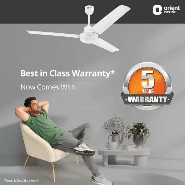 Orient Electric New Breeze Decorative ceiling fan | Ribbed Blades and durable copper motor - 1400 mm, White