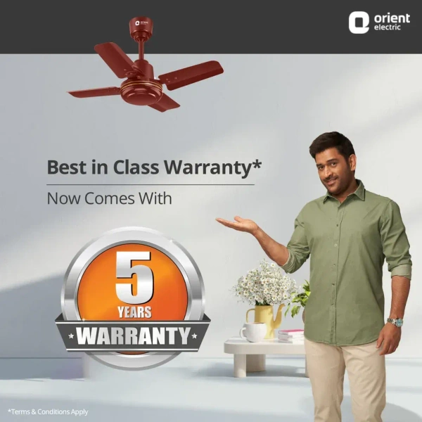 Orient Electric New Breeze  Decorative ceiling fan | Ribbed Blades and durable copper motor - 600 mm, Brown