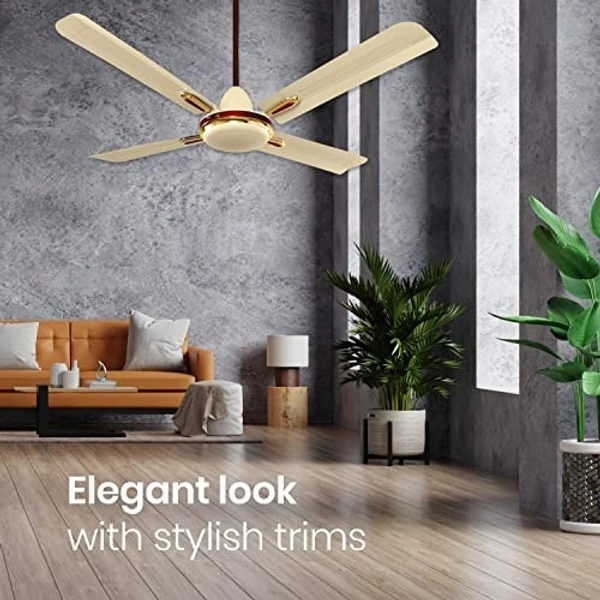 Orient Electric Quadro Ornamental 1200mm | 4 Blade, Premium BEE Star Rated Ceiling Fan  - 1200 mm, Metallic Ivory-Cherry