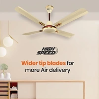 Orient Electric Quadro Ornamental 1200mm | 4 Blade, Premium BEE Star Rated Ceiling Fan  - 1200 mm, Metallic Ivory-Cherry