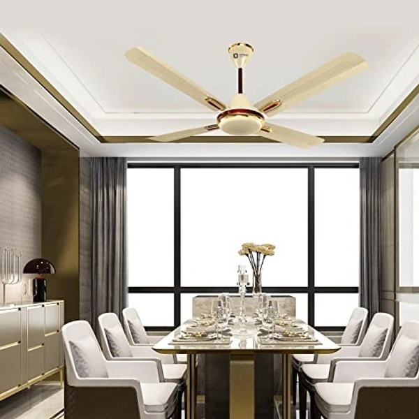Orient Electric Quadro Ornamental 1200mm | 4 Blade, Premium BEE Star Rated Ceiling Fan  - 1200 mm, Metallic Ivory-Cherry