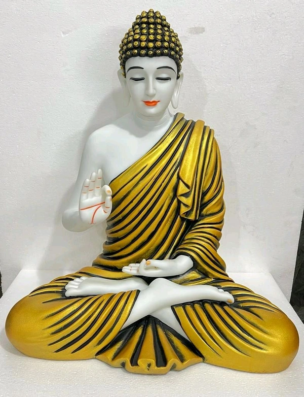 Delamps ARTISTICS Lord Buddha Idol Statue Showpiece for Home Decoration,Office Decor,Garden Decor and Living Room - yellow-black