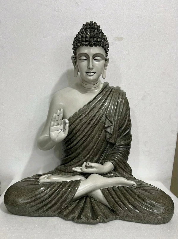 Delamps ARTISTICS Lord Buddha Idol Statue Showpiece for Home Decoration,Office Decor,Garden Decor and Living Room - Gray