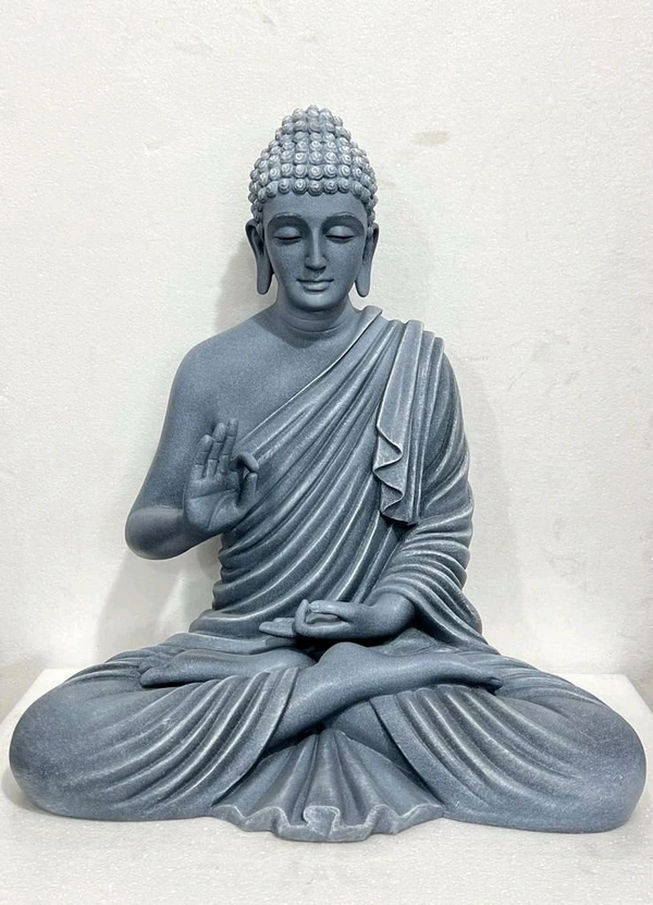 Delamps ARTISTICS Lord Buddha Idol Statue Showpiece for Home Decoration,Office Decor,Garden Decor and Living Room - Gray