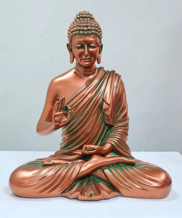 Delamps ARTISTICS Bronze Greenish Lord Buddha Idol Statue Showpiece for Home Decoration,Office Decor,Garden Decor and Living Room - Bronze green