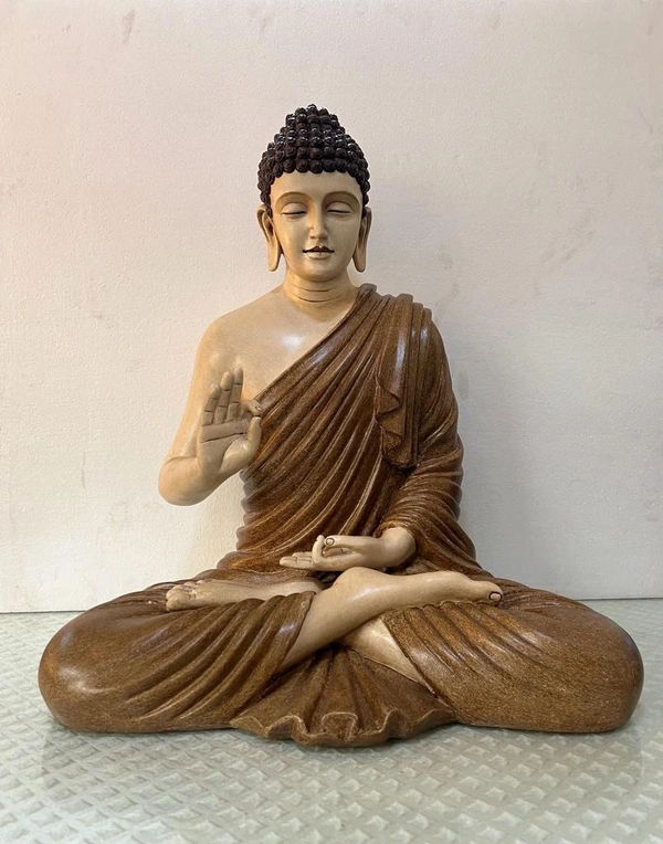 Delamps ARTISTICS  Brown Lord Buddha Idol Statue Showpiece for Home Decoration,Office Decor,Garden Decor and Living Room - Brown