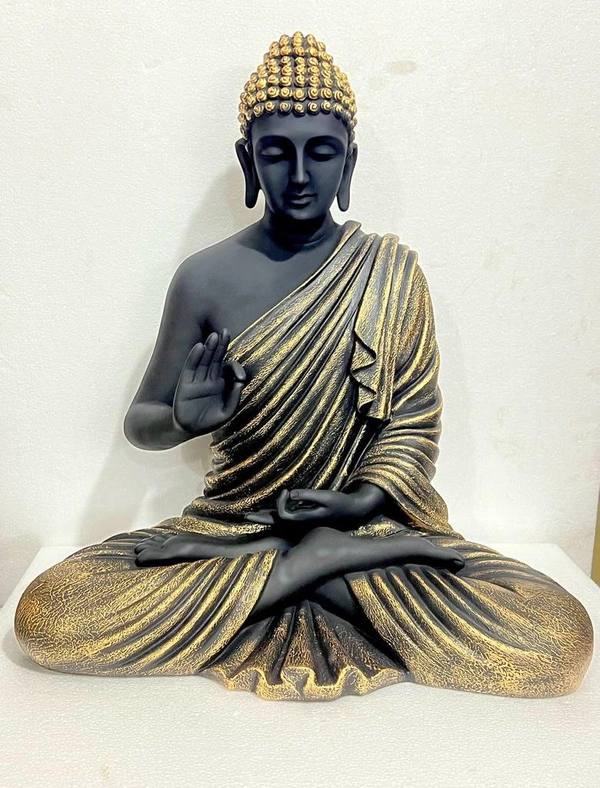 Delamps ARTISTICS White Black Gold Buddha Idol Statue Showpiece for Home Decoration,Office Decor,Garden Decor and Living Room - Black gold