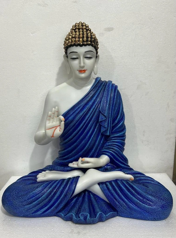 Delamps ARTISTICS Blue White Gold Buddha Idol Statue Showpiece for Home Decoration,Office Decor,Garden Decor and Living Room - Ultramarine