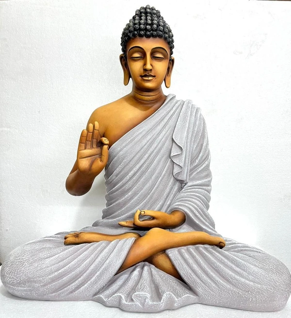 Delamps ARTISTICS Blue Yellow Grey Buddha Idol Statue Showpiece for Home Decoration,Office Decor,Garden Decor and Living Room - grey