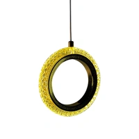 DELAMPS  Ring Hanging Pendent Light for Bedroom, Living Room, Interior Design, Balcony(AC, Metal & Crystal)