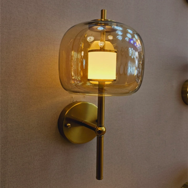 Led Gold Smokey Glass Wall Light Metal - Gold Warm White Visit the CITRA Store