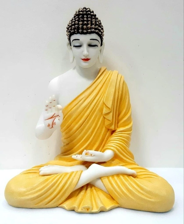 Delamps ARTISTICS Lord Buddha Idol Statue Showpiece for Home Decoration,Office Decor,Garden Decor and Living Room - Yellow